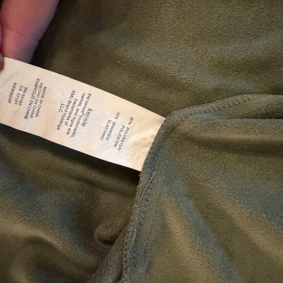 Kensie Olive Green Faux Suede Twist Front Tulip Hem Dress Women’s Size M - Picture 10 of 13